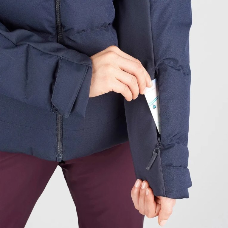 Navy Salomon Stormcozy Insulated Hoodie Women's Ski Jackets | IE WA6897